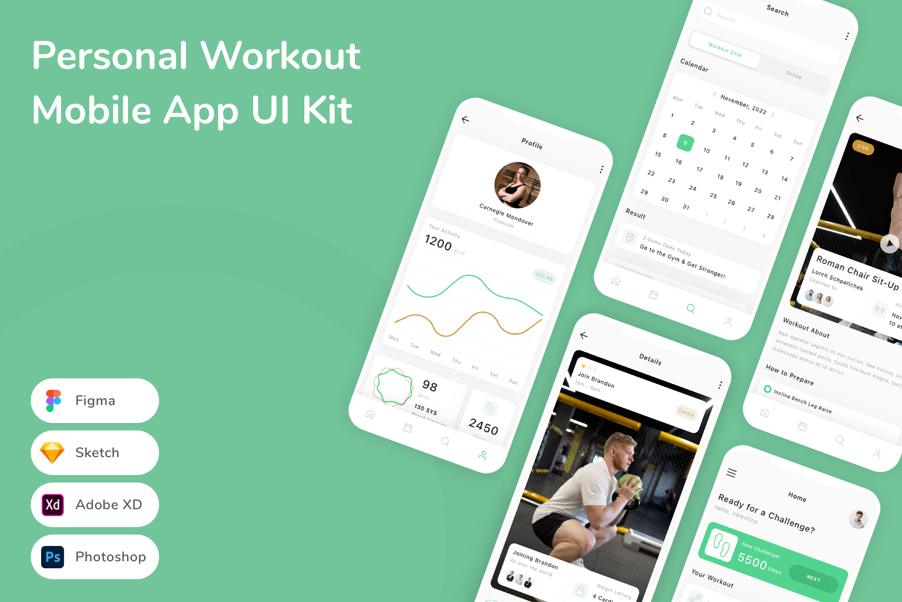 Personal Workout Mobile App UI Kit, an UI Kit Template by Betush