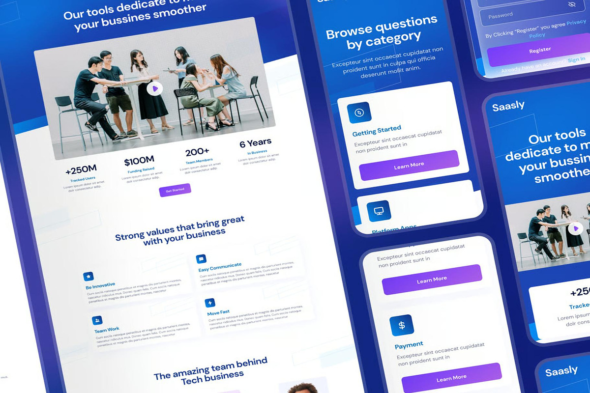 Saasly Tech SaaS Website and Mobile, an UI Kit Template by Creative Perspective (Photo 2 of 8)