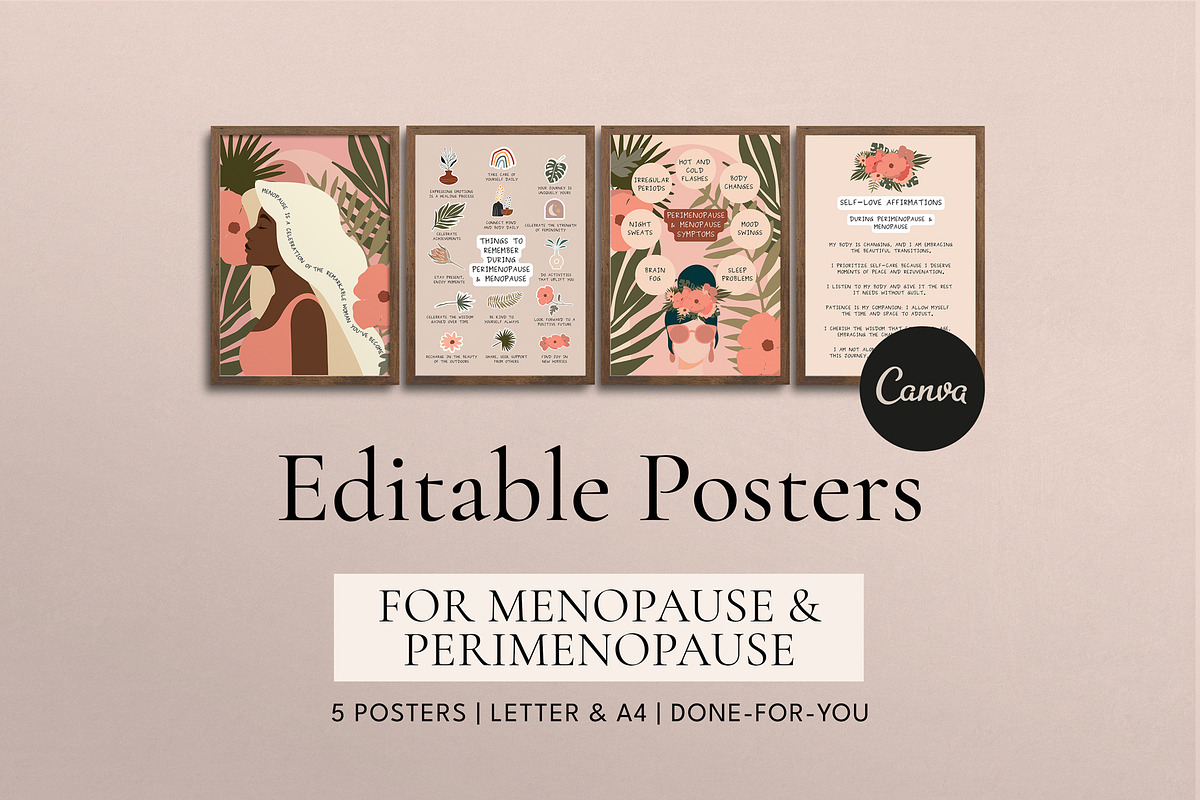 Menopause Posters Canva Templates, a Design Template by Miri Campbell (Photo 1 of 9)
