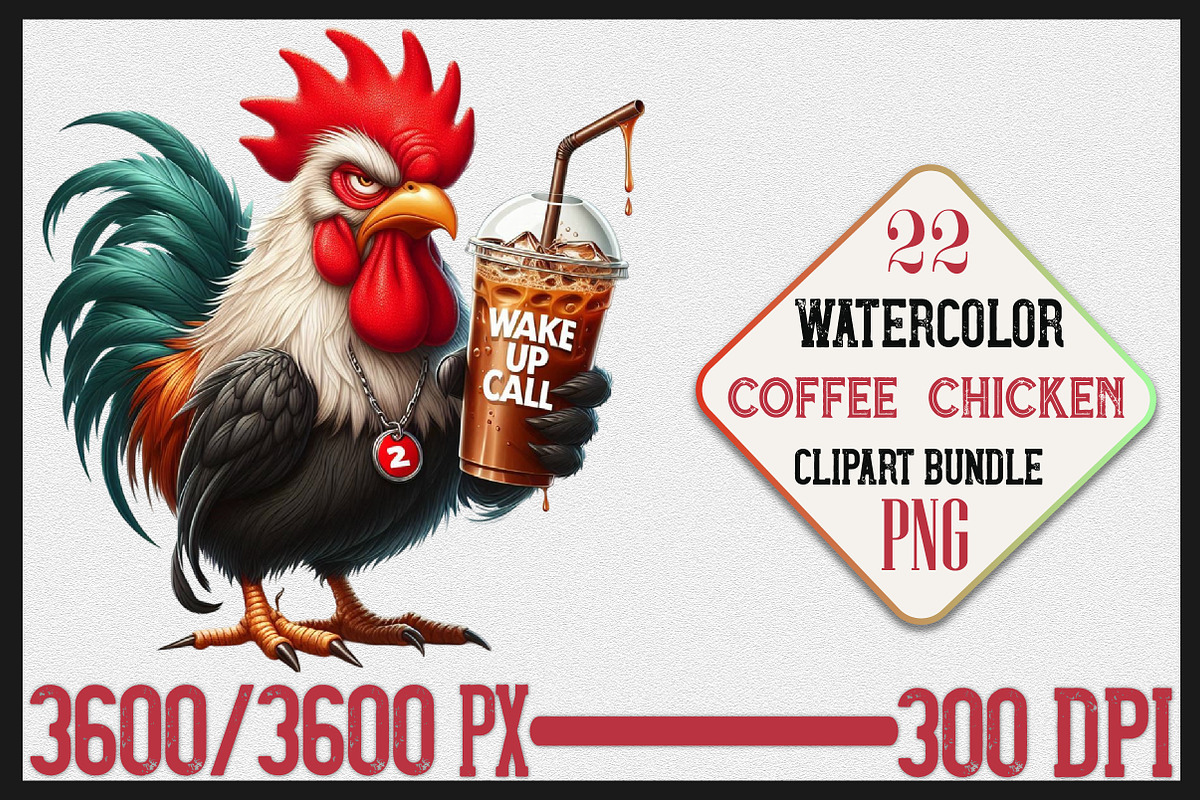 Grumpy Coffee Chicken Clipart Bundle, a Seasonal Illustration by Craft Nest (Photo 1 of 6)