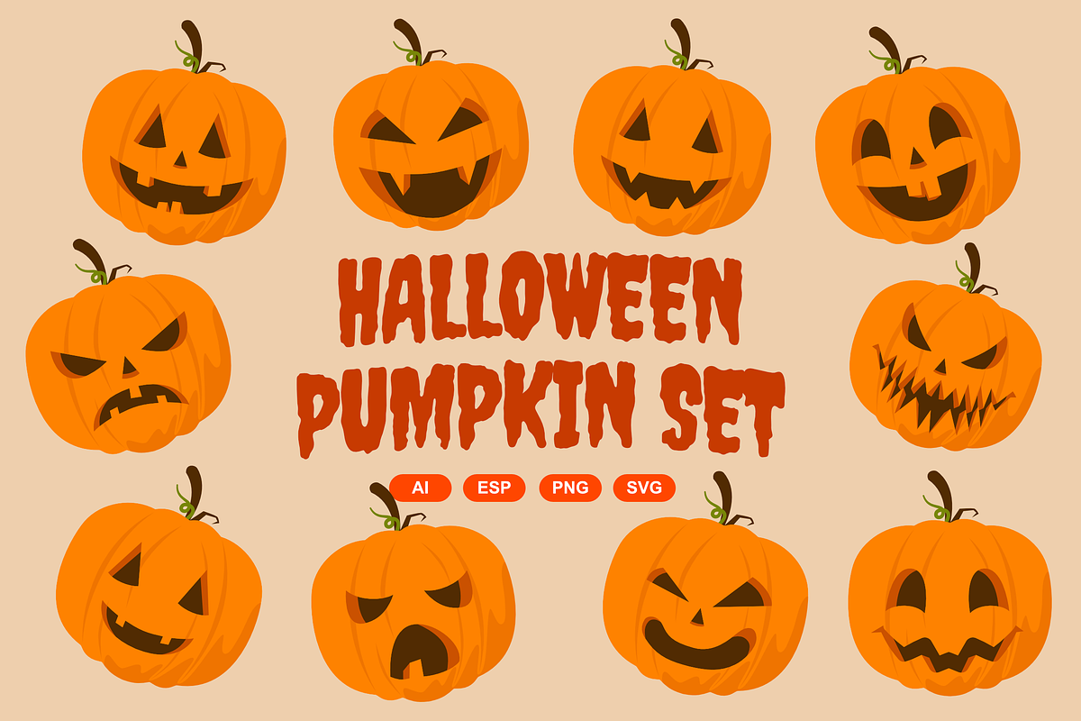 Halloween Pumpkin Asset Illustrator, a Seasonal Illustration by Spesifikstd