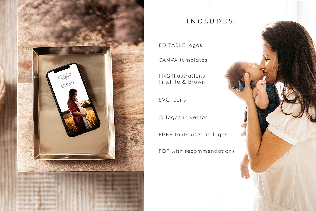 Motherhood logo CANVA & AI, a Branding & Logo Template by Alisovna (Photo 8 of 8)