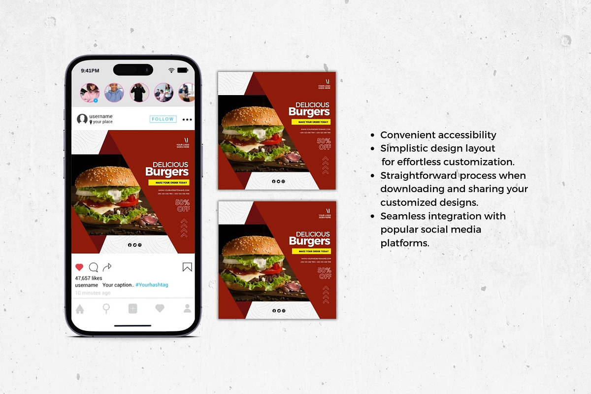 Burger Fast Food Canva Template, a Design Template by MK Creatives (Photo 2 of 3)