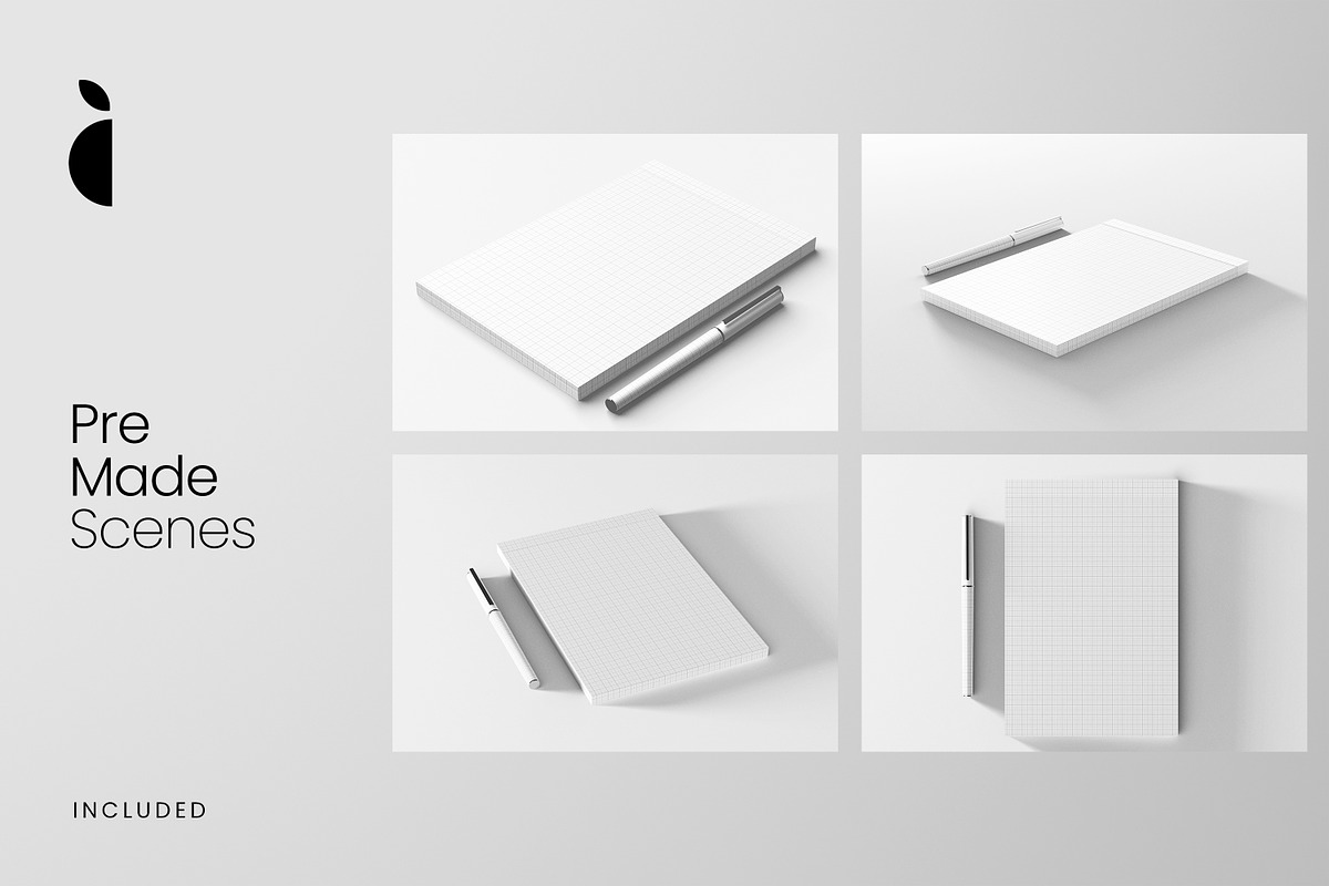 Notepad & Pen Mockup Kit, a Books & Magazine Mockup by Catkie - Digital Art (Photo 3 of 7)