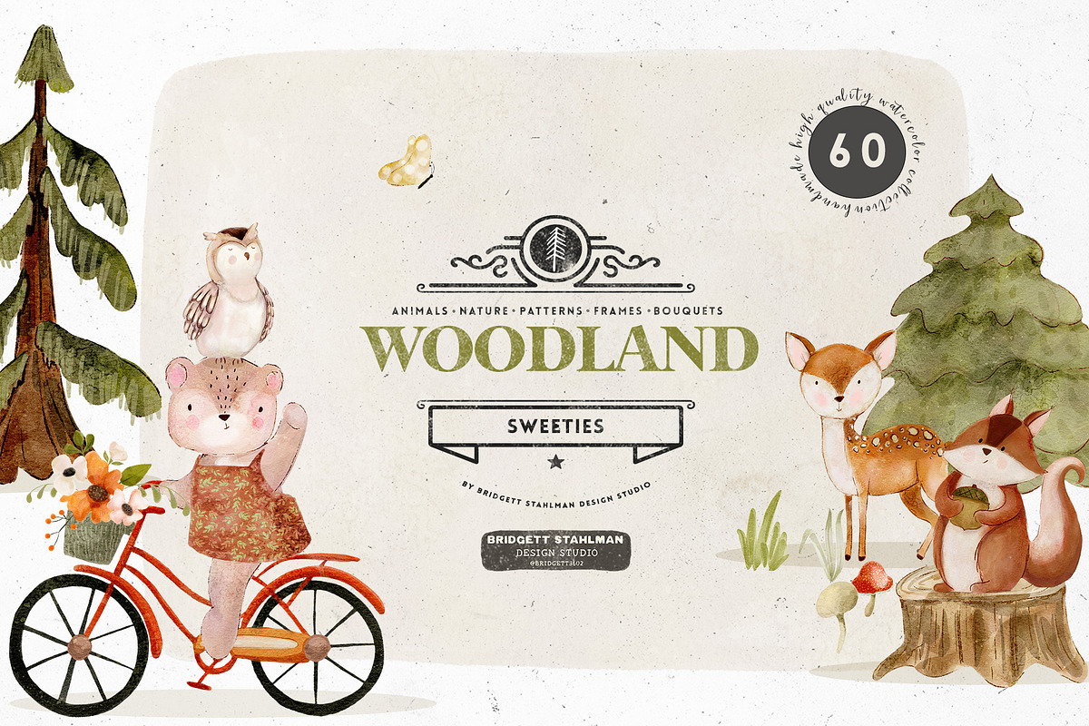 Watercolor Woodland Sweeties, a Background Graphic by Bridgett Stahlman Design (Photo 1 of 8)