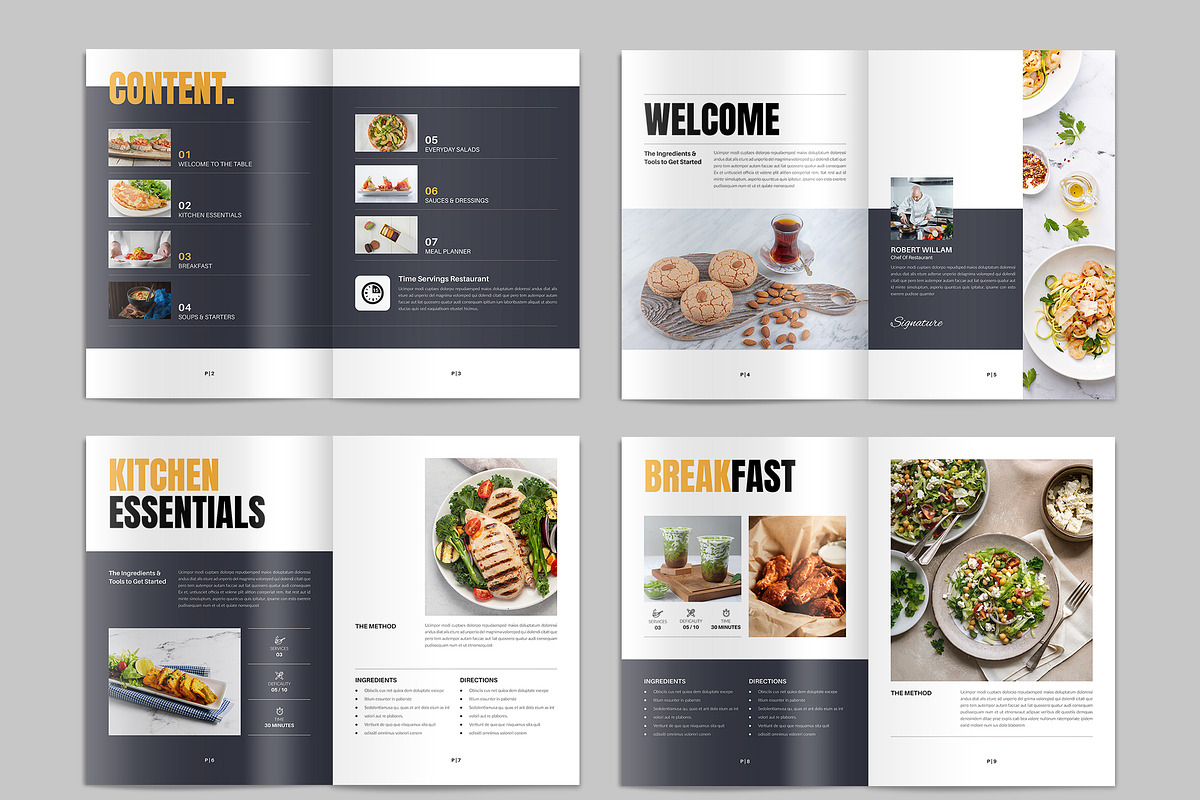 Cookbook Menu Brochure Canva, a Brochure Template by NorthPeak (Photo 3 of 6)