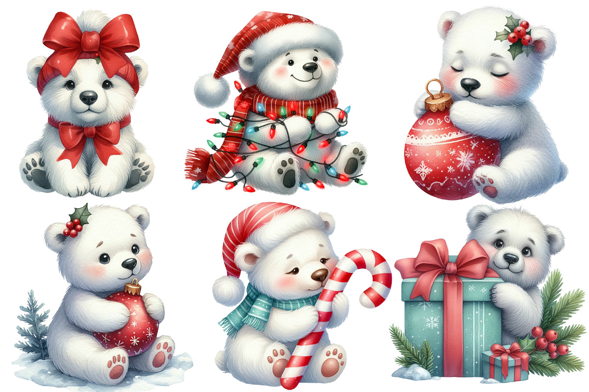 Cute Christmas Polar Bear Clipart, an Illustration by Designworld (Photo 4 of 5)