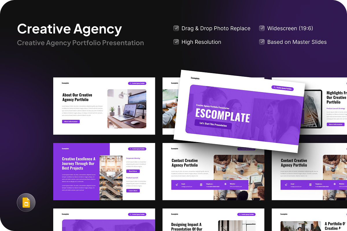 Creative Agency Google Slide, a Presentation Template by SquidPixey (Photo 1 of 7)