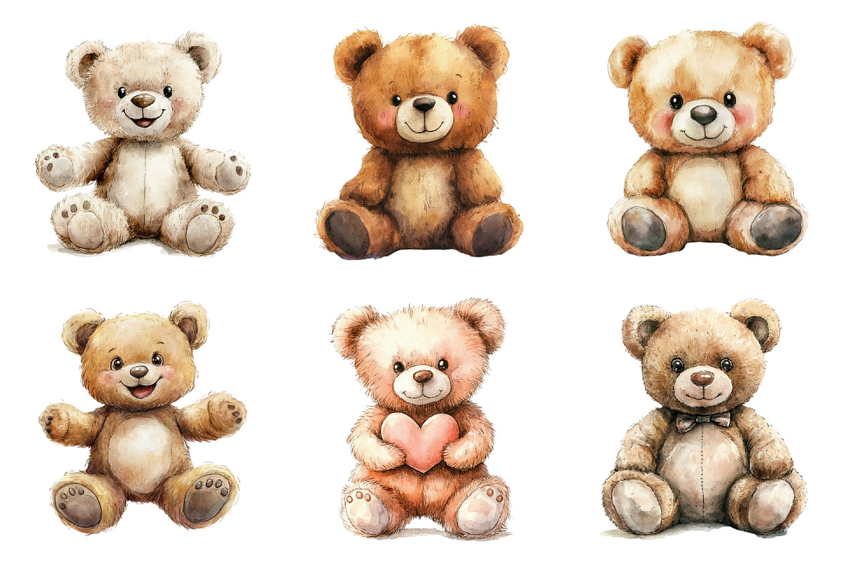 Cute Teddy Bear Clipart PNG, an Illustration by SinaCreation (Photo 4 of 5)
