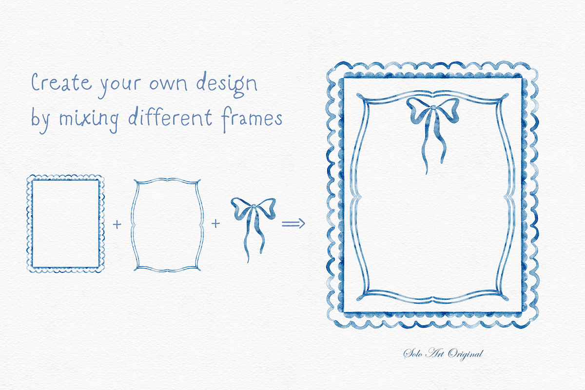 Watercolor Hand-Drawn Blue Frames, an Object Graphic by Solo Art Original (Photo 8 of 12)