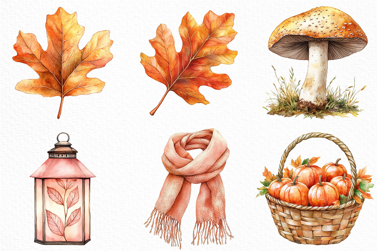 Peach Colored Autumn Clipart, an Illustration by Craft Nest (Photo 4 of 6)
