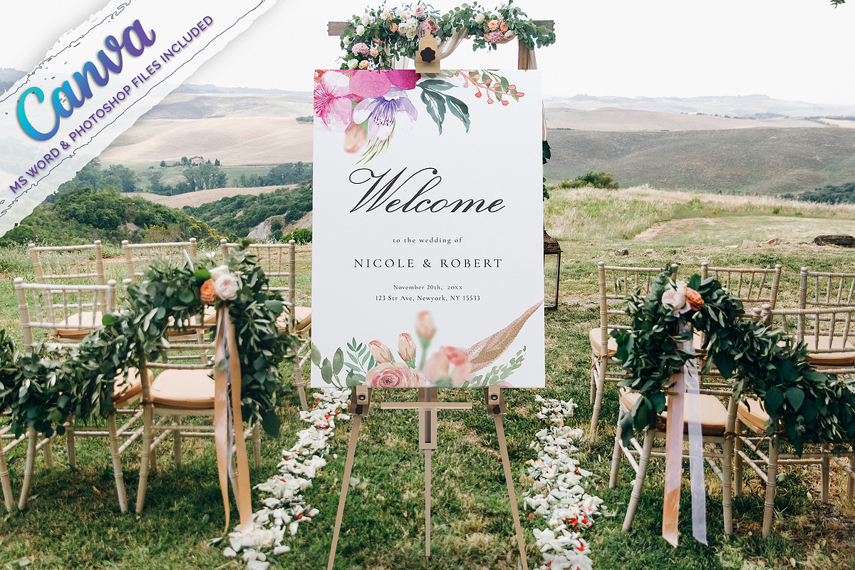 Welcome Sign Template Canva, an Invitation Template by ShineOnWedding (Photo 4 of 9)