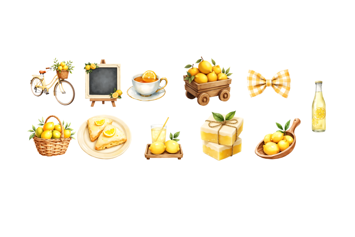 Pastel Lemon Clipart Bundle PNG, a Decorative Illustration by Anca Digital Vibe (Photo 2 of 5)