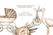 Watercolor stork baby shower clipart, an Illustration by AquarelleSpace (Thumbnail 4 of 4)