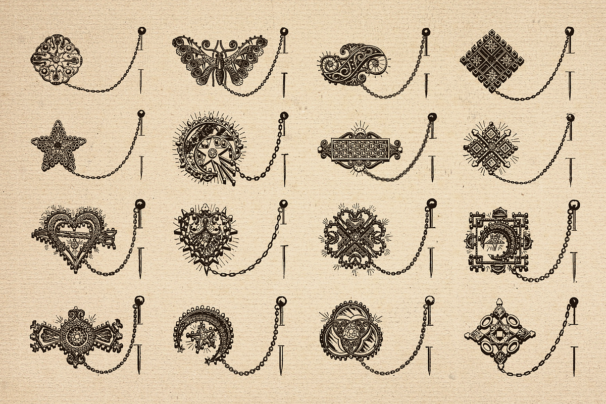80+ Vintage Illustrations - Brooches, an Illustration by Meglenov (Photo 4 of 8)