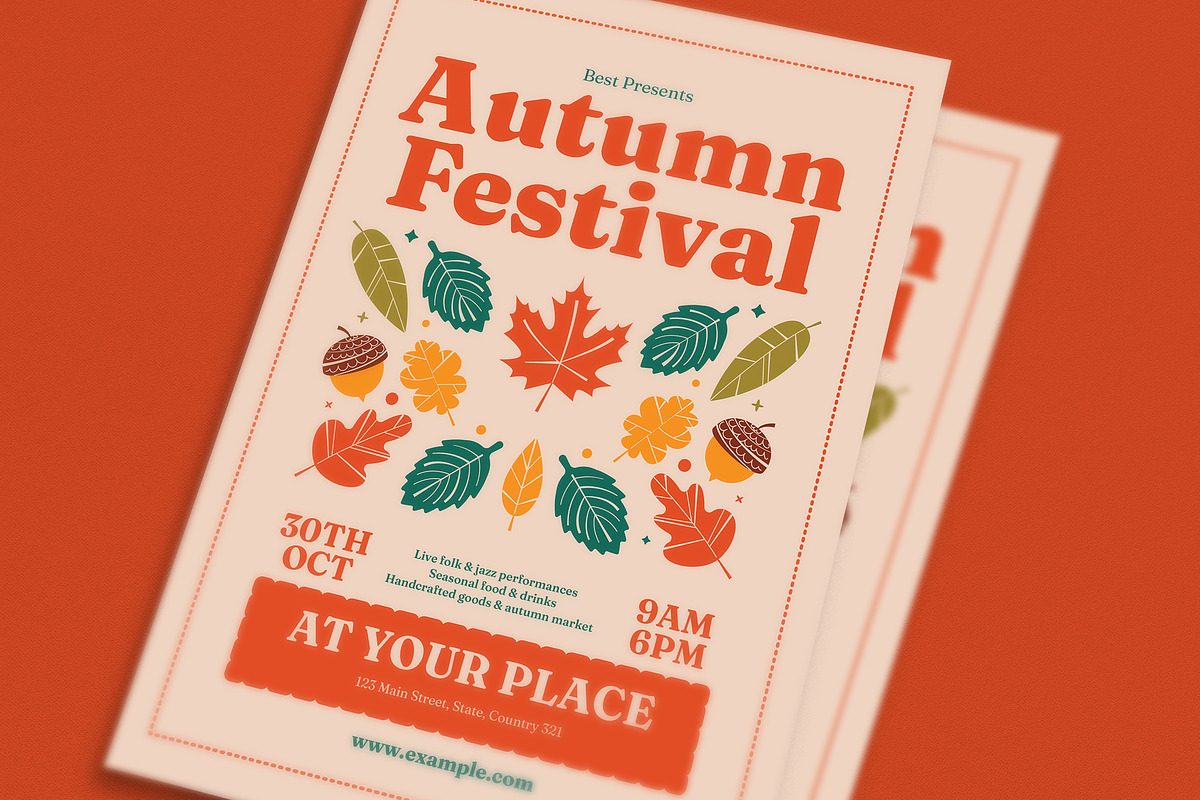 Retro Autumn Festival Flyer preview 2