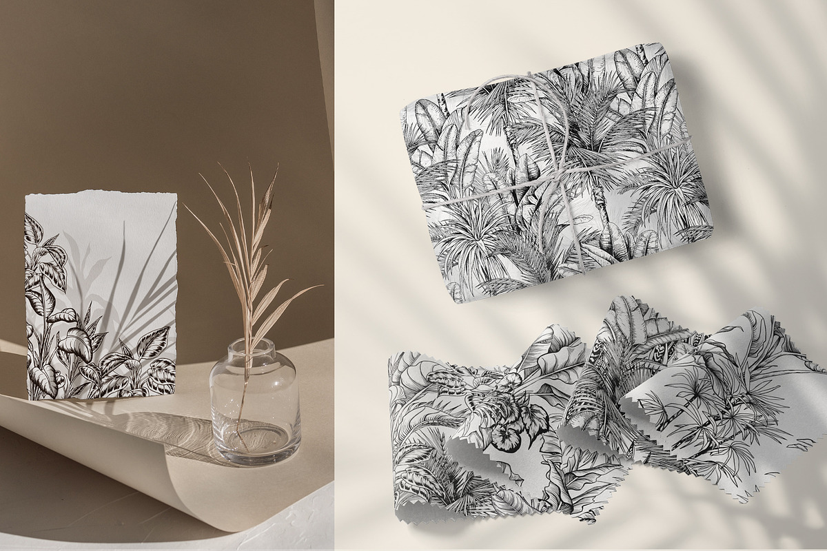 Tropical black& white plants, a Decorative Illustration by Jeanna Draw (Photo 17 of 19)