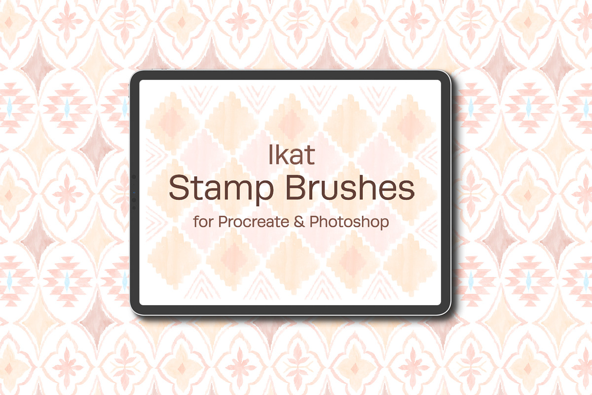 Ikat Watercolor Stamp Brushes, a Brush Add-On by NinaFedorova (Photo 1 of 9)