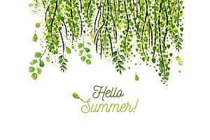 Hello summer. Green tree branches, an Object Illustration by Nenahliadava Design
