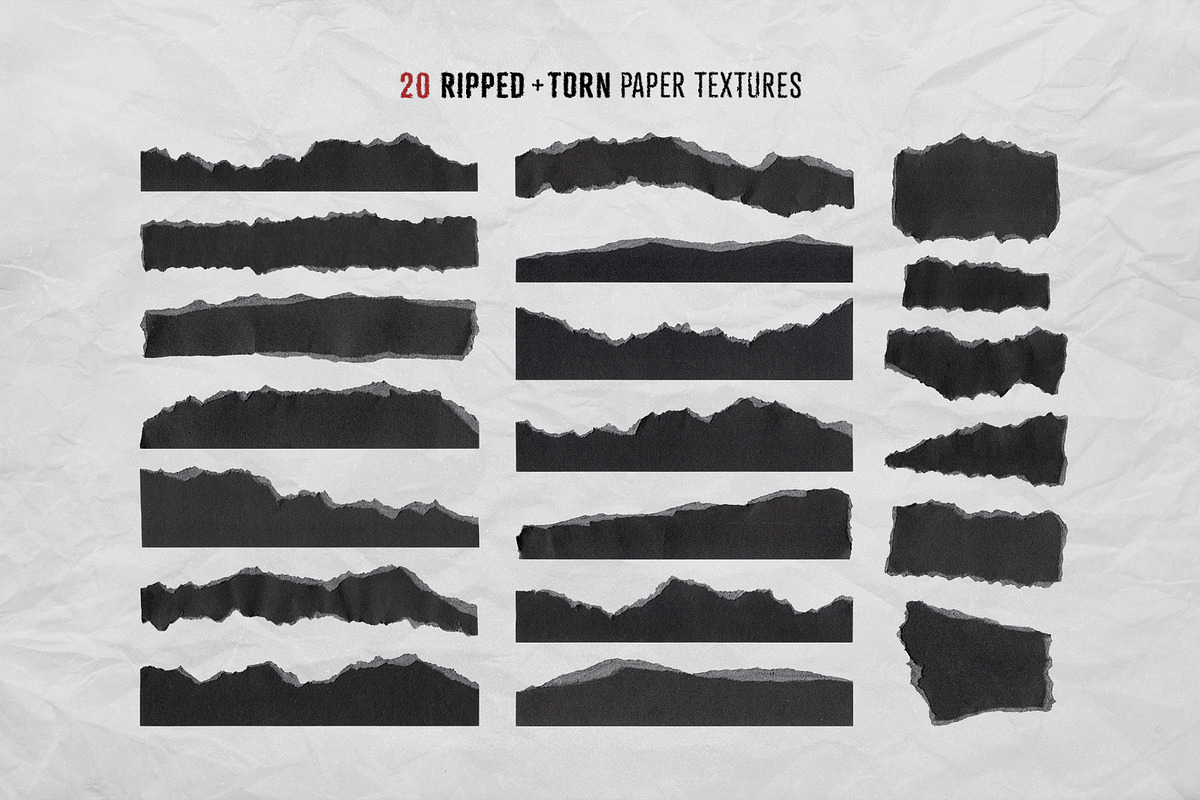Black Torn Paper Texture Pack, a Texture Graphic by DesignerCandies (Photo 2 of 5)