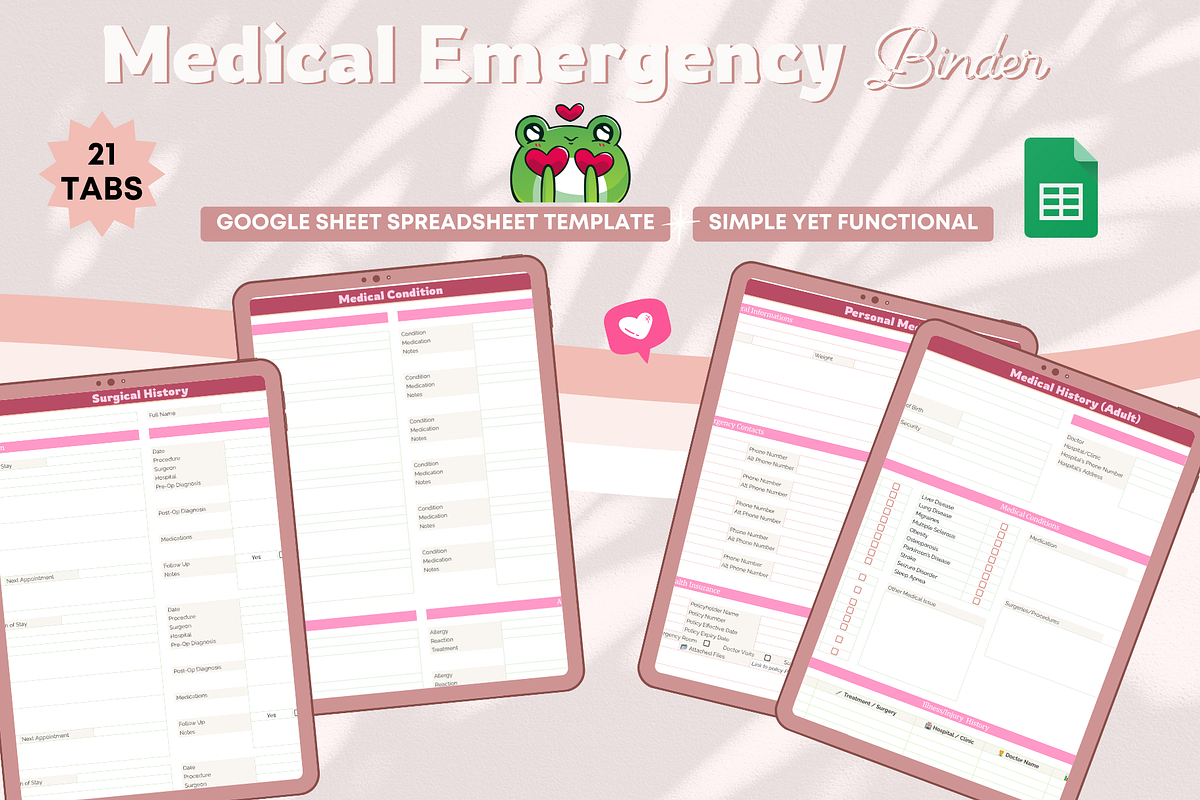 Medical Emergency Binder Spreadsheet, a Templates & Theme by bellaROSEworkshop (Photo 5 of 6)