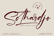 Sothardjo, a Script Font by Wildan Type (Thumbnail 1 of 8)