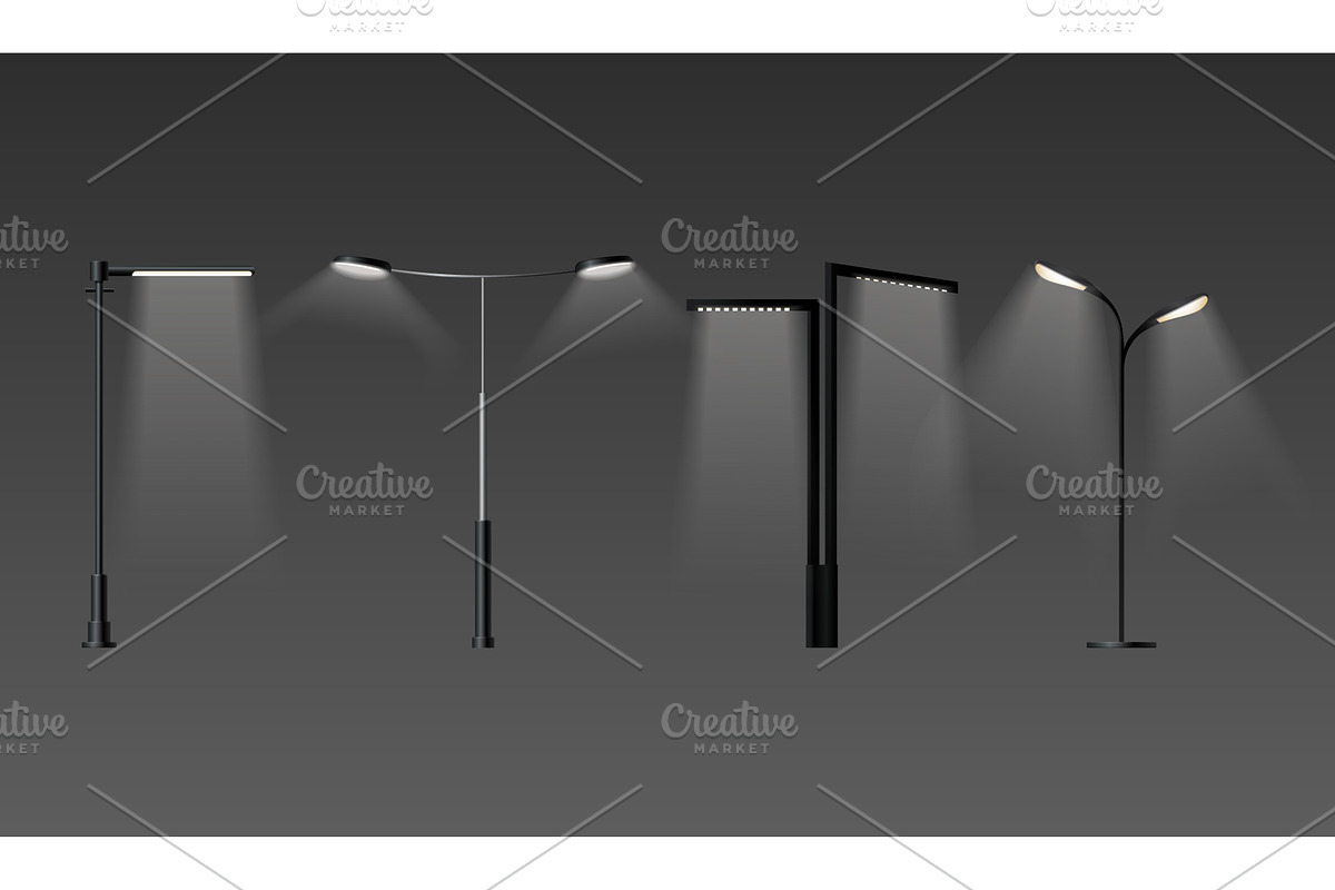 Realistic street lamp. Modern city, an Object Illustration by Stock-Smart-Start