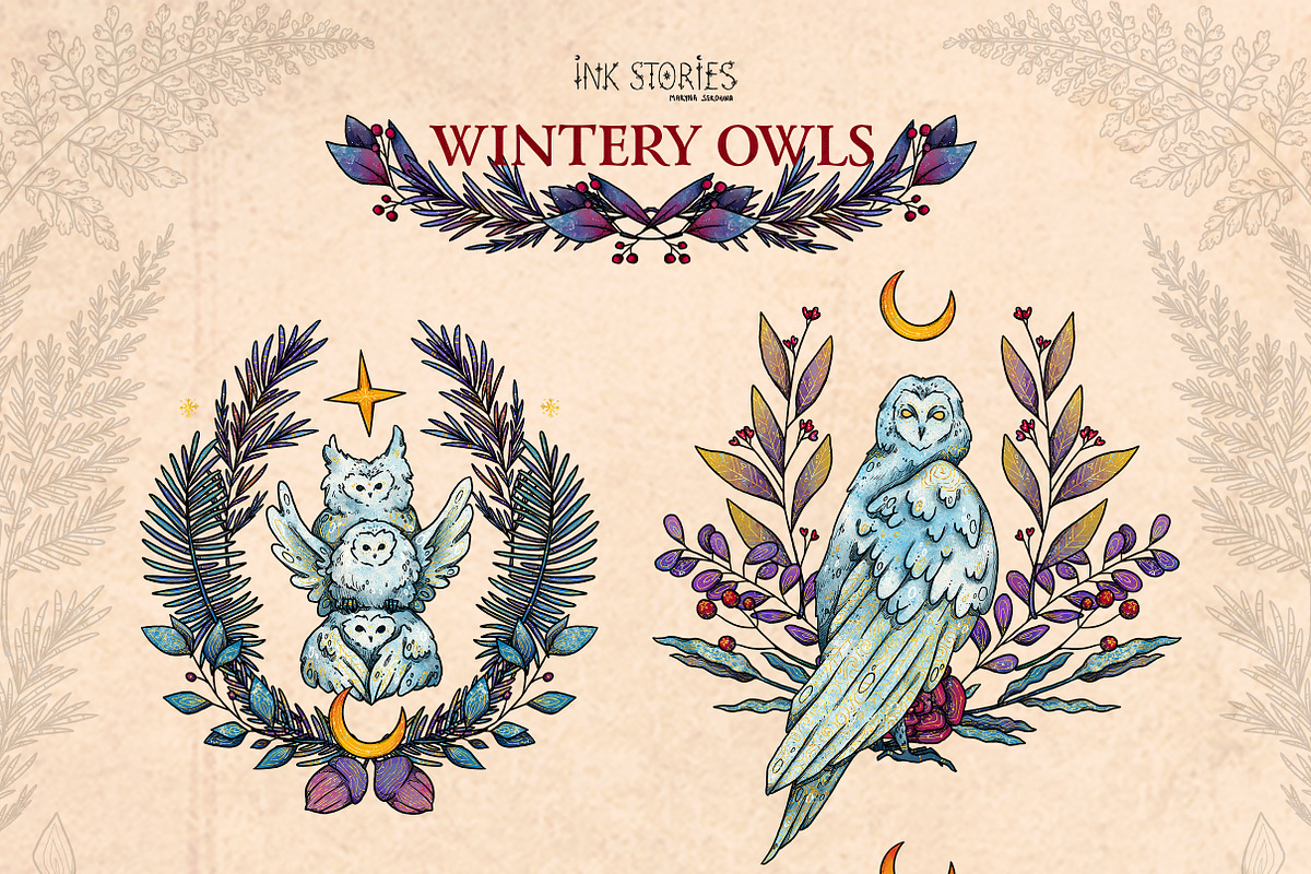 Wintery Owls, an Animal Illustration by Ink Stories (Photo 12 of 26)