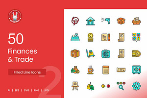 Finances & Trade Filled Line Icons, an Icon by IconBunny
