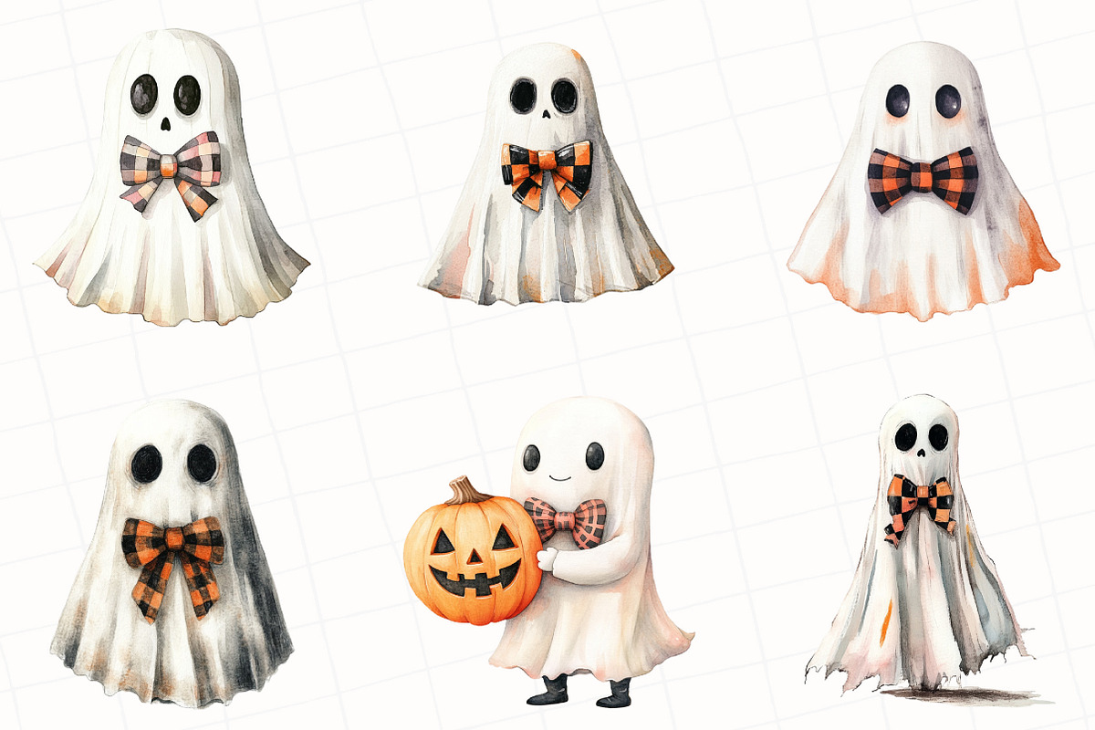 Cute Halloween Ghost Clipart, an Illustration by OK Design (Photo 2 of 5)