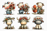 Watercolor Farm Clipart Bundle, a Seasonal Illustration by Craft Nest (Thumbnail 4 of 6)