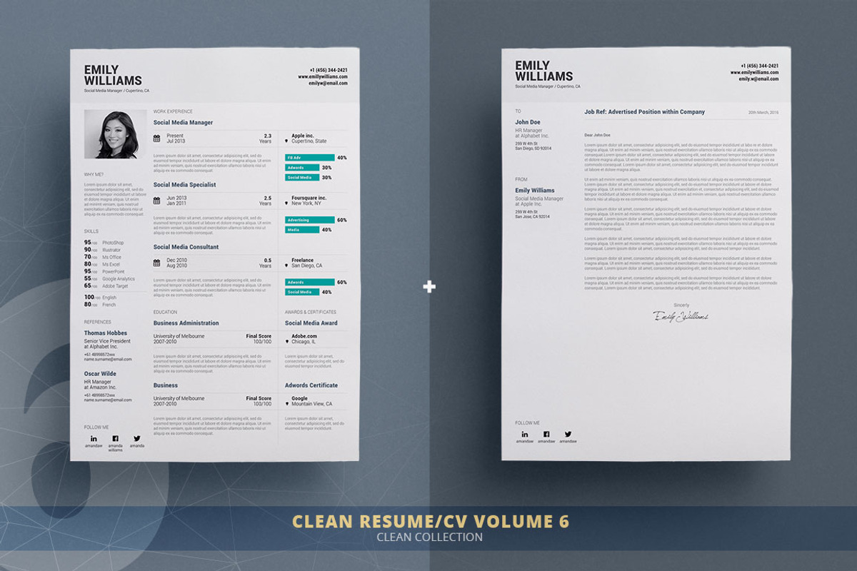 Resume/Cv Bundle - Clean Collection, a Resume Template by TheResumeCreator (Photo 7 of 10)