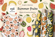 Summer fruits. Big graphic set., an Illustration by ClipArtRoom (Thumbnail 1 of 8)