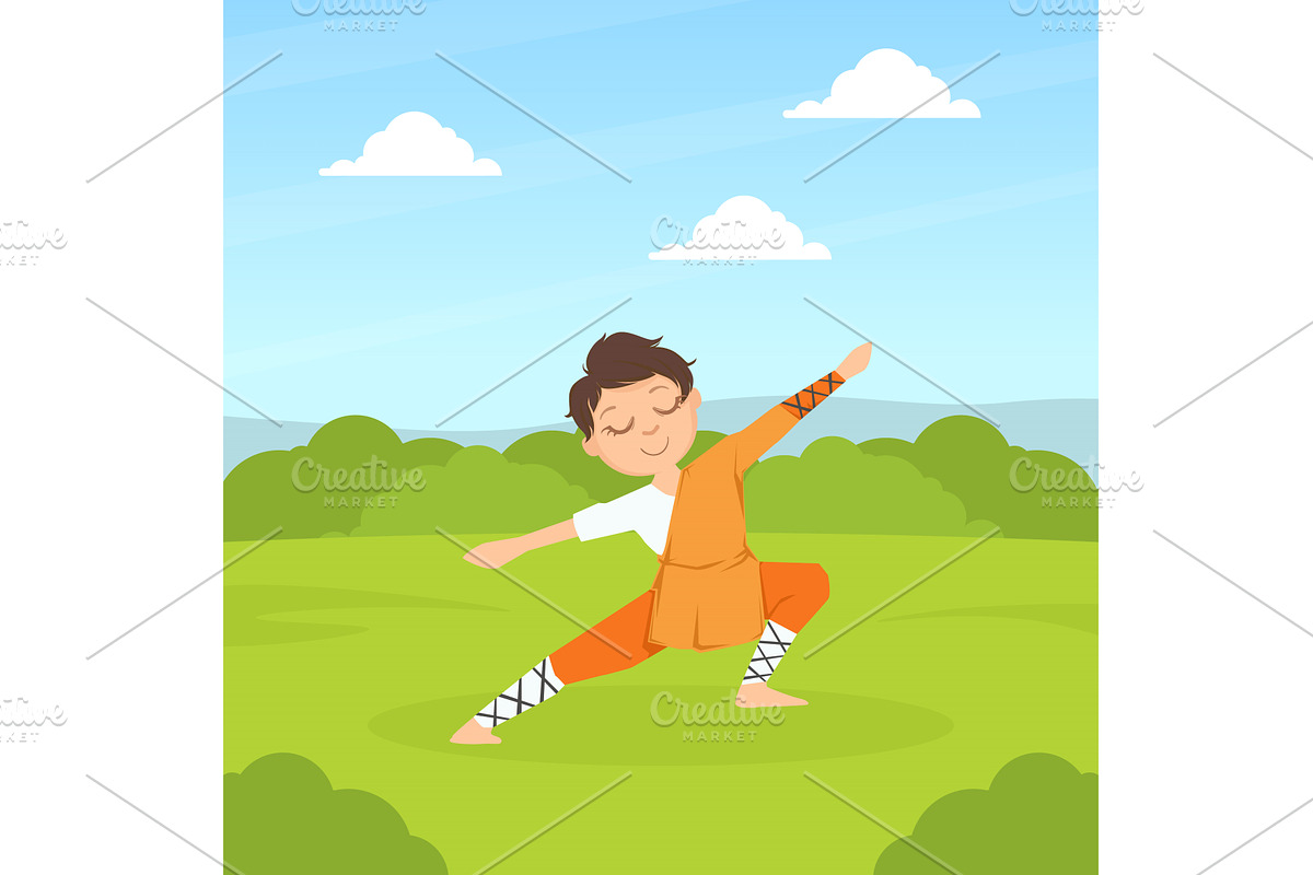Kid Asian Martial Art Fighter, Cute, a Sport Illustration by TopVectors