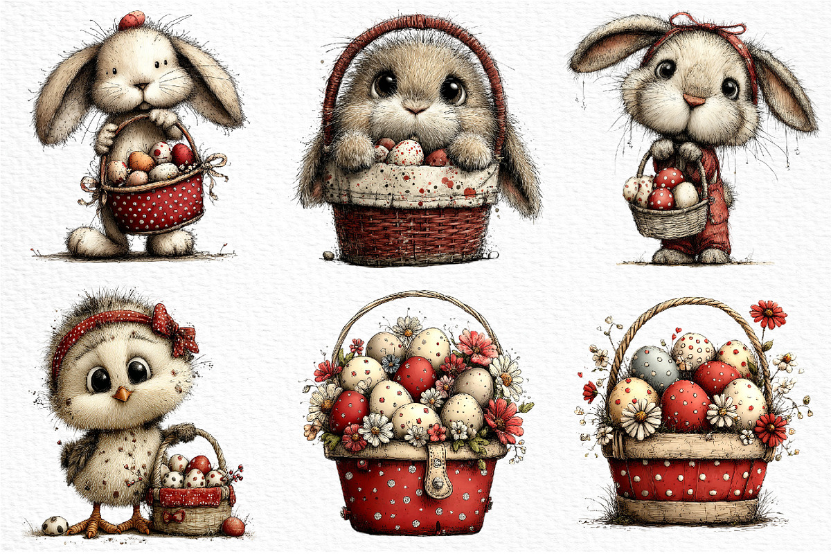 Whimsical Easter Eggs Basket Clipart, an Illustration by Craft Nest (Photo 10 of 11)