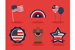 six presidents day icons, an Illustration by studiogstock