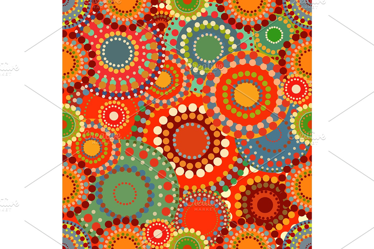 Seamless vintage retro pattern orange textile, a Texture Graphic by kozyrevaelena