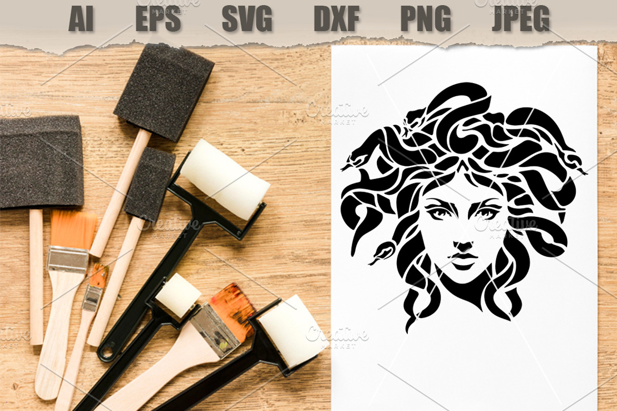 Stencil Medusa Face, a Decorative Illustration by MARYCRAFTIRIA (Photo 2 of 3)