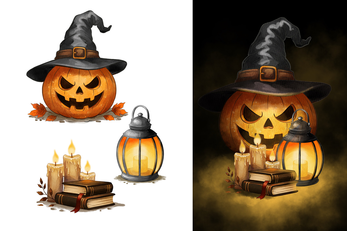 Halloween Watercolor Collection, a Seasonal Illustration by IrynaPanashii (Photo 4 of 19)