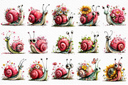 Whimsical Floral Snail Clipart, an Illustration by Craft Nest (Thumbnail 6 of 12)