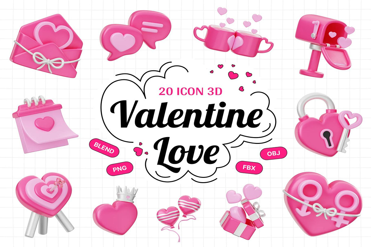 Valentine Love 3D Icon, an Environmental 3D Model by Lumina_ui_ux202 (Photo 1 of 6)
