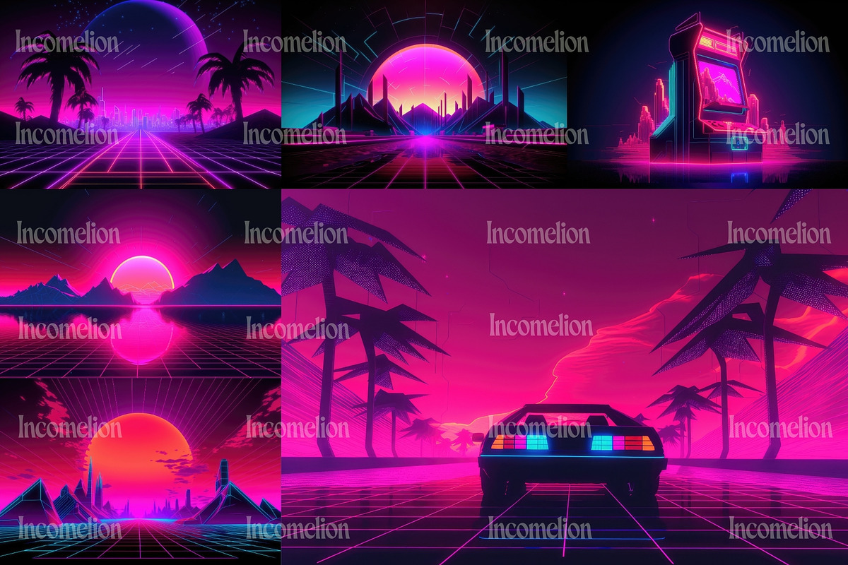 1980s Retrowave Wallpapers, a Technology Illustration by Incomelion (Photo 5 of 6)