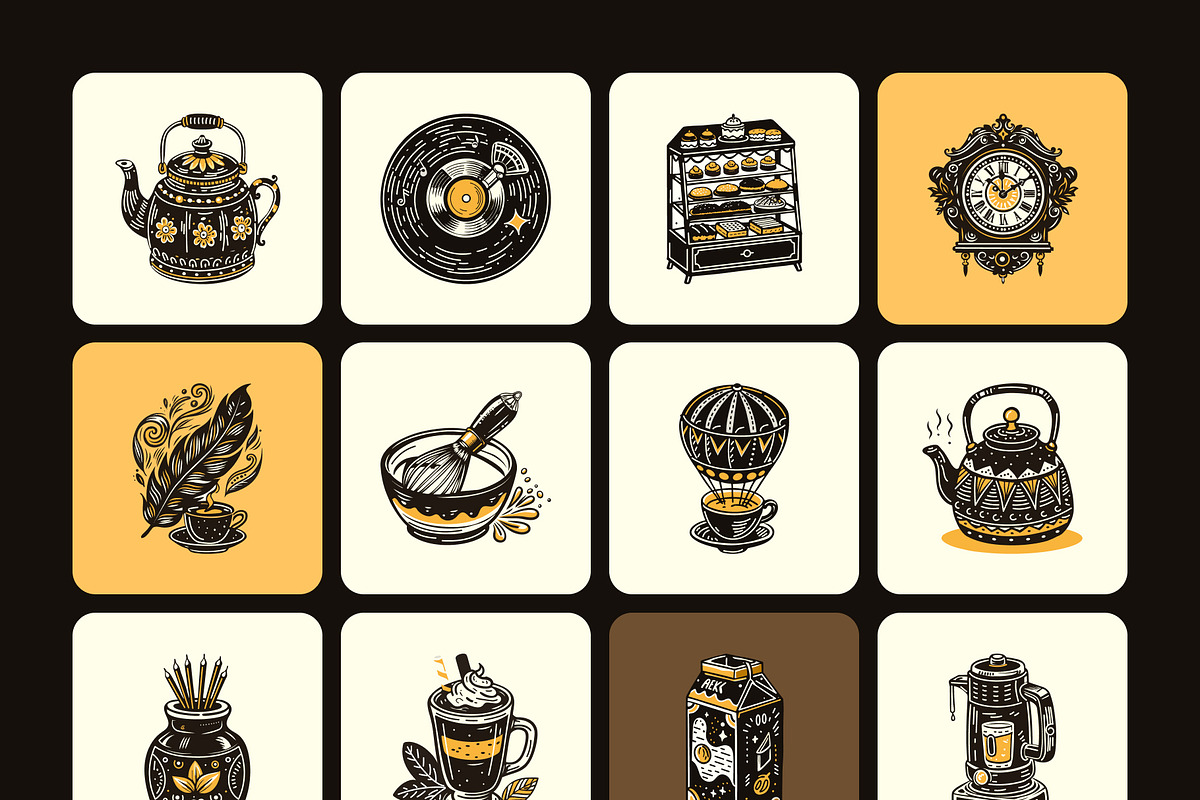 Vintage Coffee Vector Icons, a Solid Icon by Creative Stall (Photo 9 of 9)