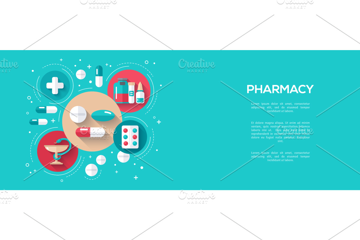 Pharmacy banner icons, an Education Illustration by kotoffei