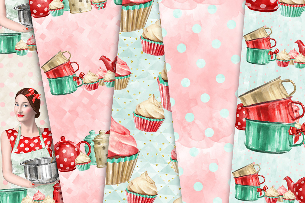 Cooking Digital Paper, Kitchen, a Pattern Graphic by Collart Studio (Photo 3 of 6)
