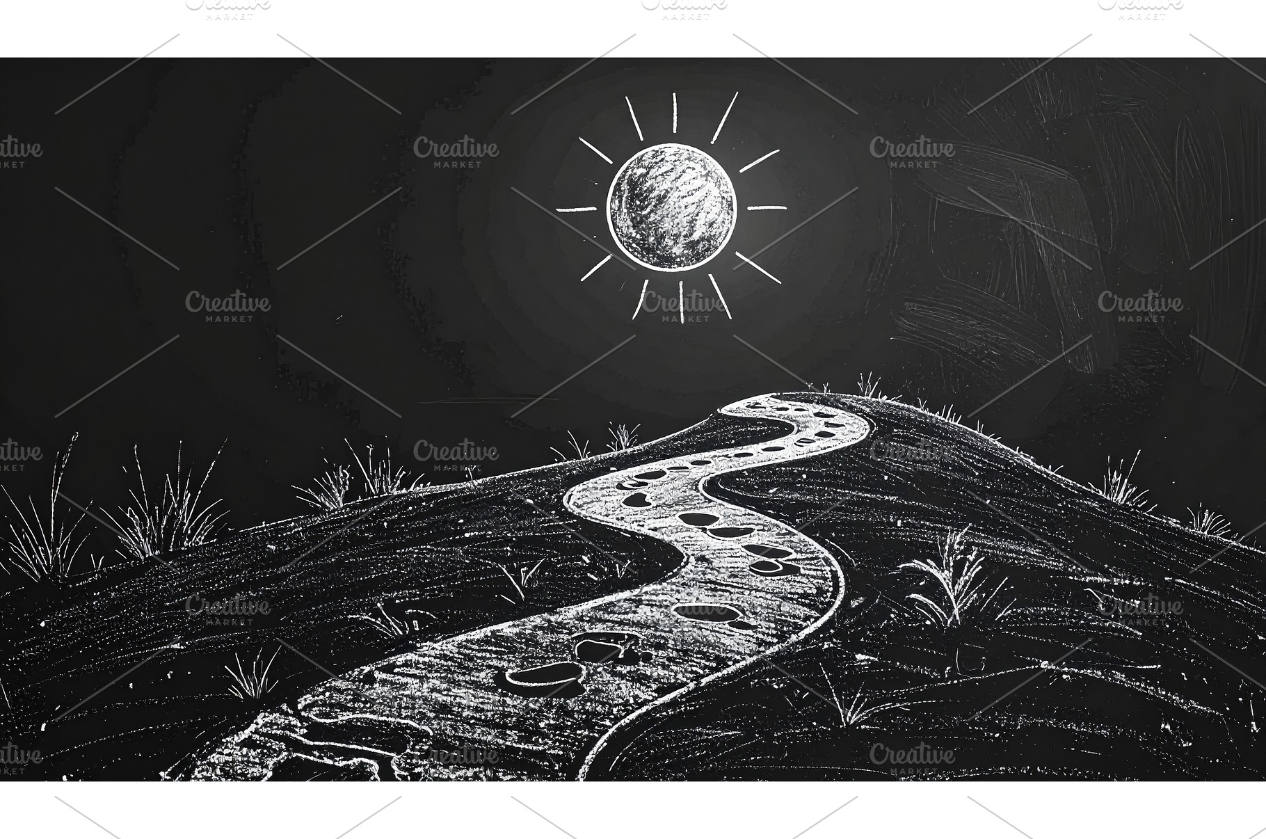 Chalk drawing of winding path under, an Arts & Entertainment Photo by Igor Tichonow