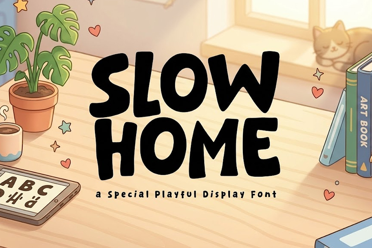 Slow Home - Cozy & Display Font, a Handwritten Font by khurasan (Photo 1 of 6)
