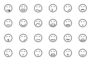 set of 24 face icons