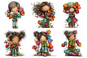 Tulip Summer Girls Clipart Set, a Seasonal Illustration by Daily.Designs (Thumbnail 2 of 5)