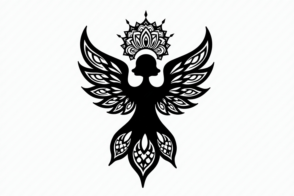 Ornate Angel Silhouette Graphic, an Illustration by Designs_River (Photo 6 of 9)